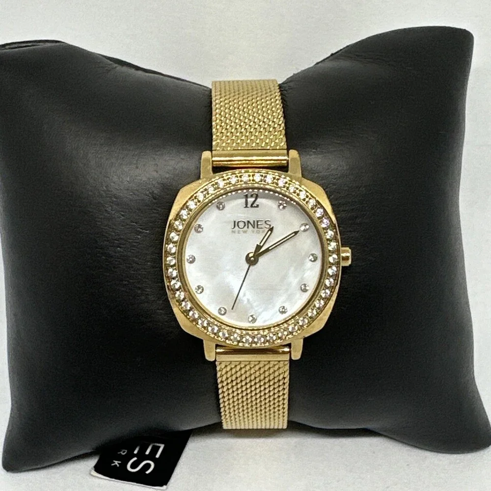 Jones New York JNY11582 Women Gold Stainless Steel Mesh Analog Dial Watch HME640